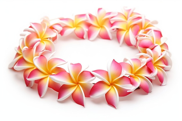 Isolierte hawaiianische Lei Eine Girlande von Frangipani-Blüten Generative KI