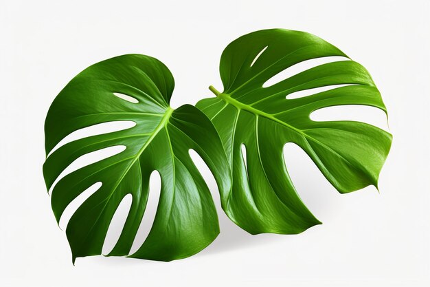 isolierte Illustration von tropischen Monstera-Blättern png weißer Hintergrund