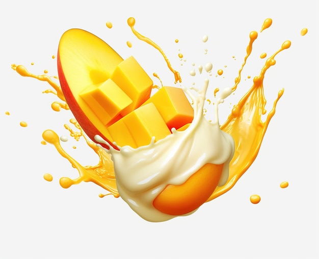 Isolierte Mango mit Shake-Splash-Werbung