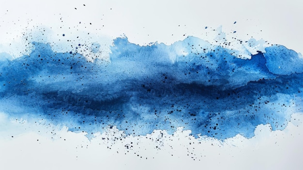 Isolierte moderne Aquarell-Splash-Textur Handgezeichnete Blöcke und Flecken Aquarelleffekte Abstrakte blaue Winter-Hintergrund