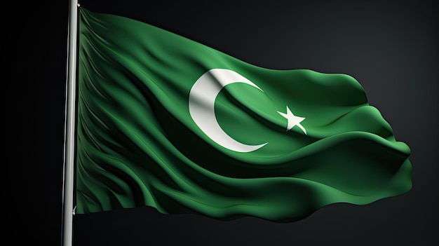 Isolierte pakistanische Flagge, die 3D schwenkt Realistischer Pakistaner Unabhängigkeitstag