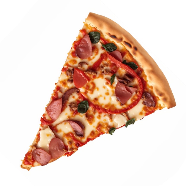 isolierte Pizzascheibe auf weißem Hintergrund