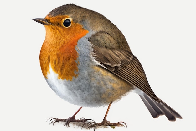 Isolierte Robin Erithacus rubecula auf weißem Hintergrund