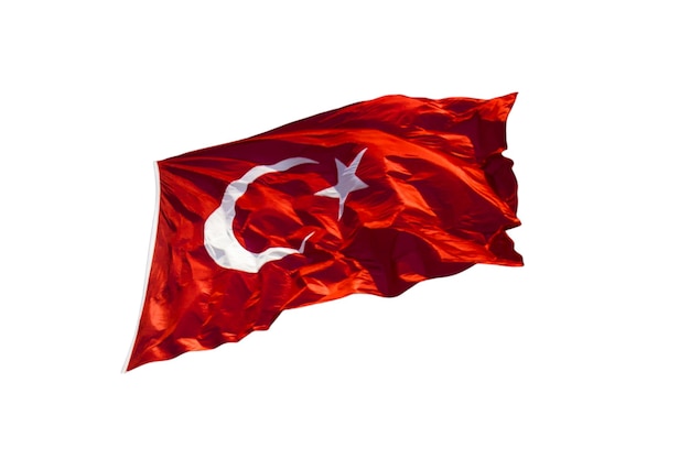 Isolierte türkische Flagge auf weißem Hintergrund Symbol des Patriotismus und der Freiheit