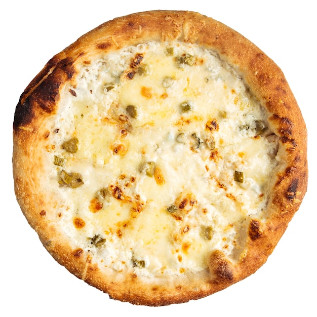 Isolierte vier Käsepizza mit Spargel