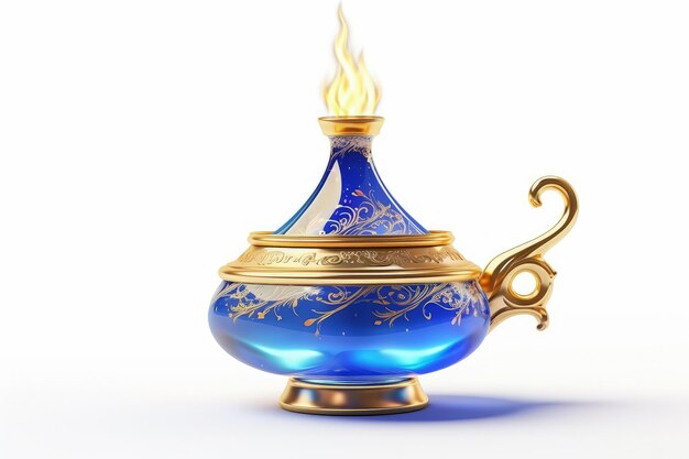 Isolierte weiße Wunderlampe von Aladdin