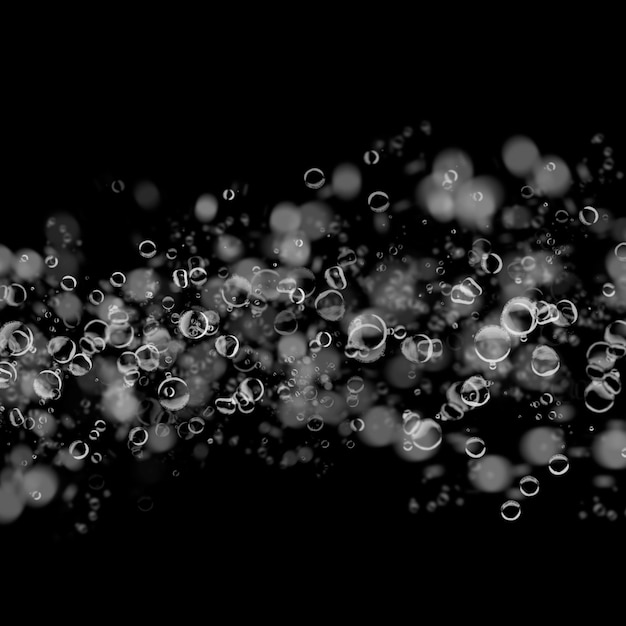 Isolierte Wildwasserblasen auf schwarzem Hintergrund