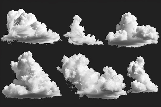 Isolierte Wolken auf schwarzem Hintergrund Weißer Wolkennebel
