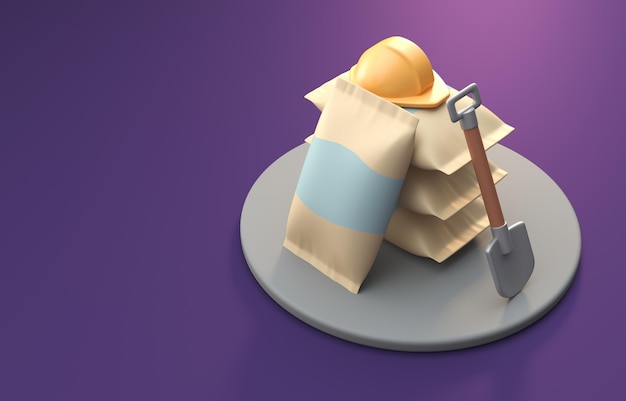 Isolierte Zementsäcke 3D-Illustration