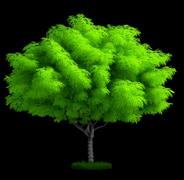 Isolierter Baum auf dem schwarzen Baskgrounds Foto AI Generative