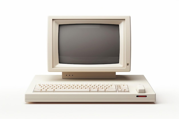Isolierter Computer auf weißem Hintergrund Generative KI