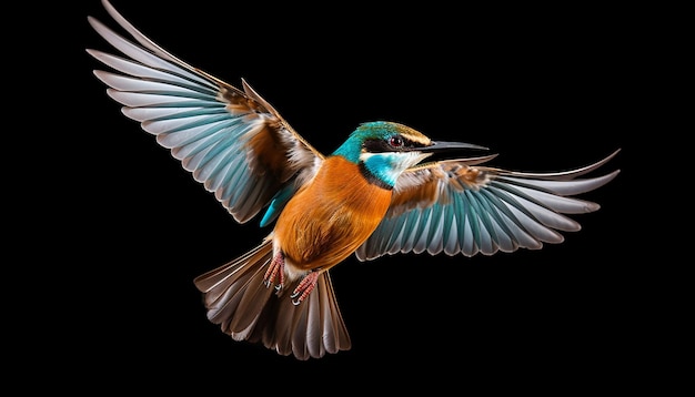 Isolierter fliegender Vogel auf weißem Hintergrund mit Ausschnitt