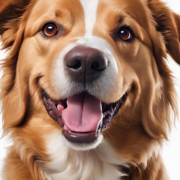 Isolierter, glücklicher, lächelnder Hund mit weißem Hintergrund Porträt 3