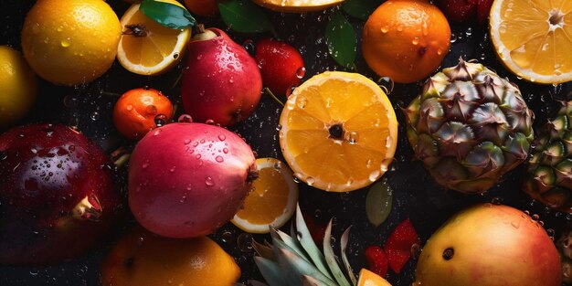 Isolierter Hintergrund Lebensmittel Vitamin Wassertropfen gesunde grüne Frucht Erdbeere frisch Generative KI