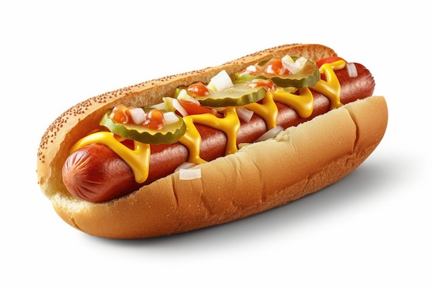 Isolierter Hot Dog auf weißem Hintergrund