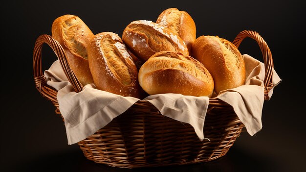 Isolierter Korb mit Brot auf transparentem Hintergrund