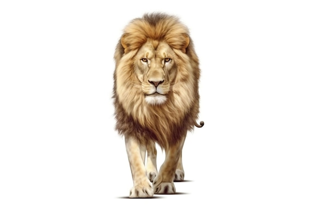 Isolierter Löwe auf weißem Hintergrund Generative KI