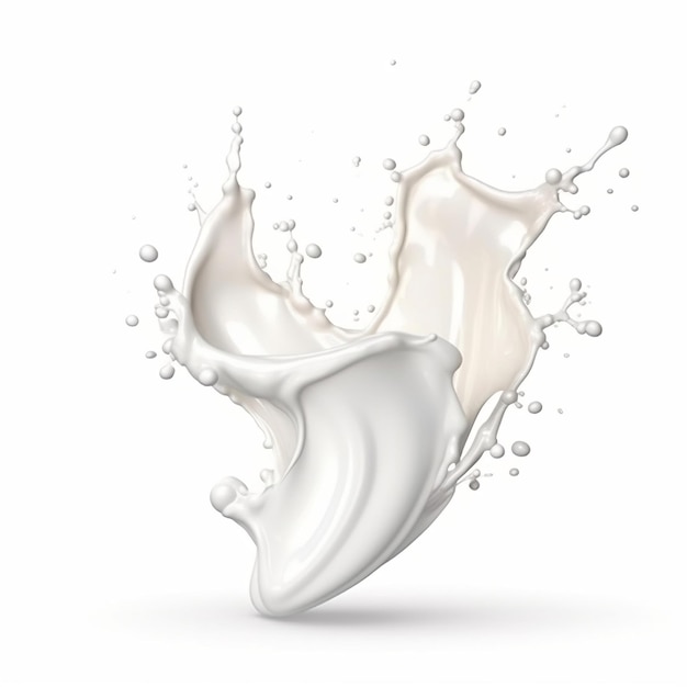 Isolierter Milchspritzer, weißer Hintergrund, generative KI