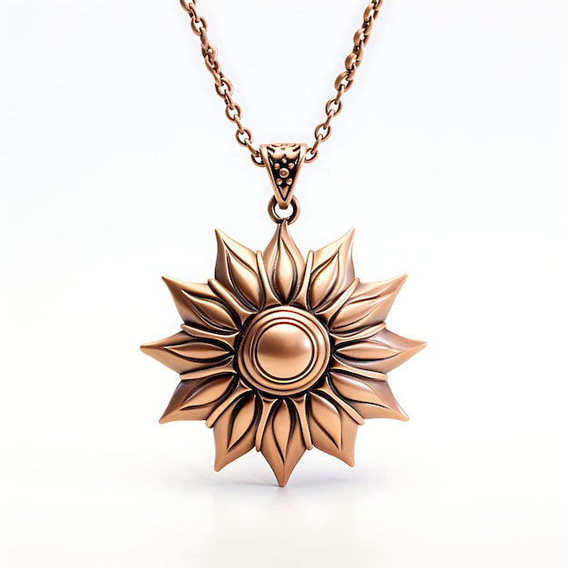 Isolierter von Tribal Sun Pendant Ethnischer Halskette Bronze Tribal Sun Design Clipart Spiel Asset Konzept