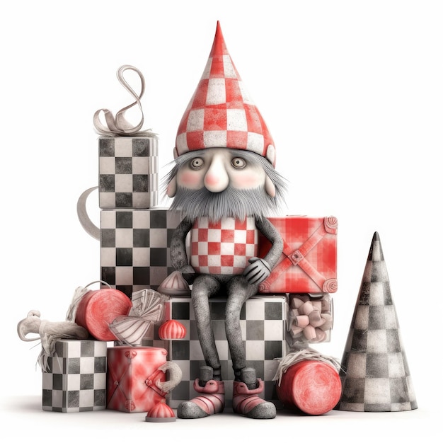 Isolierter Weihnachts-Gnome auf einem Copyspace-Hintergrund Weihnachtenfeier-Konzept Generative KI