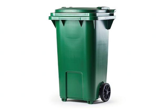 Isolierter weißer Mülleimer für Grünabfälle