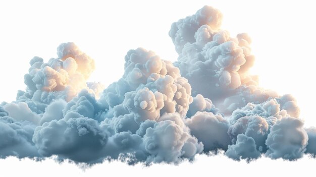 Foto isolierter wolken-clipart auf weißem hintergrund flauschiger cumulus fantasie-himmel