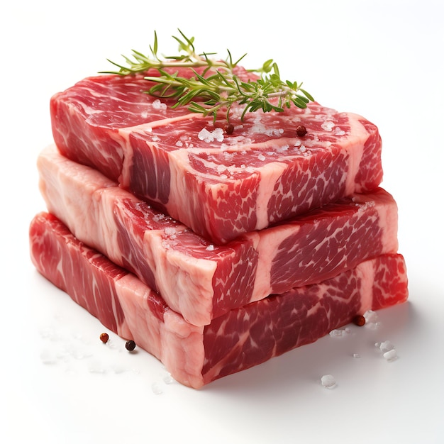 Isoliertes A5-Miyazaki-Wagyu-Rindfleisch, der Inbegriff von Genuss auf weißem Hintergrund, Fotoshooting