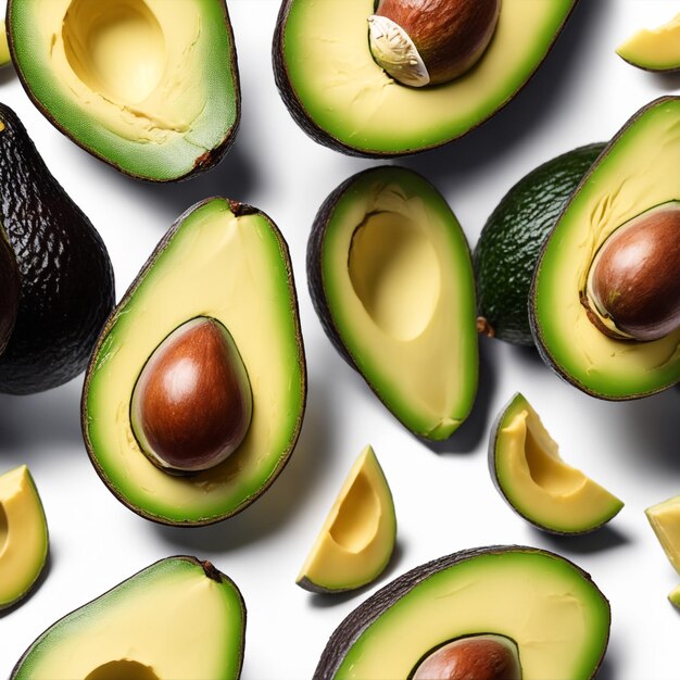 Isoliertes Avocado auf weißem Papierhintergrund