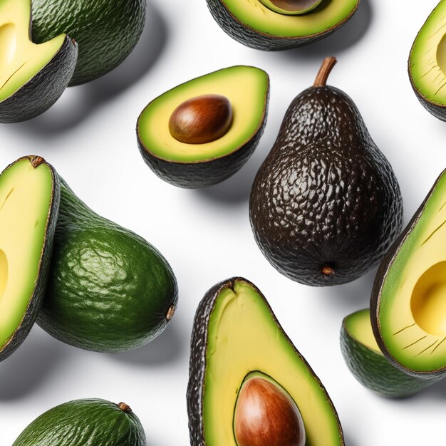 Isoliertes Avocado auf weißem Papierhintergrund