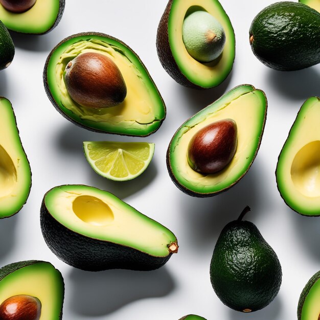 Isoliertes Avocado auf weißem Papierhintergrund