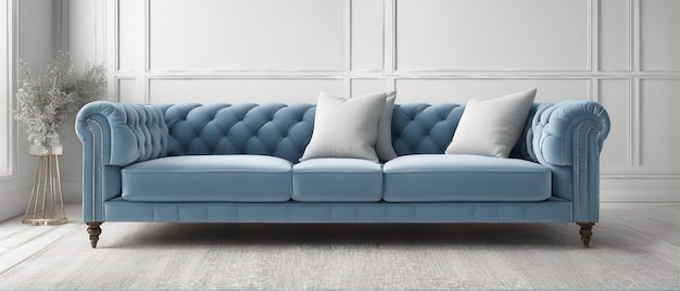 Foto isoliertes blaues sofa auf weißem hintergrund, generiert durch ki