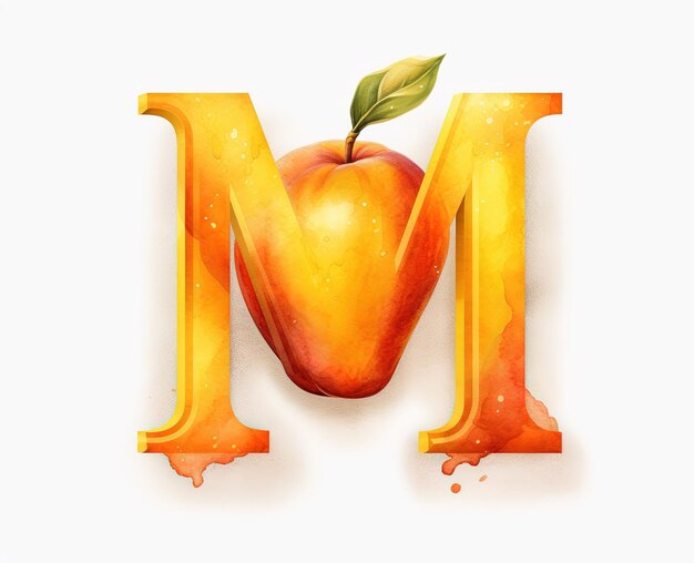 Foto isoliertes fruchtalphabet für die kinder m für mango