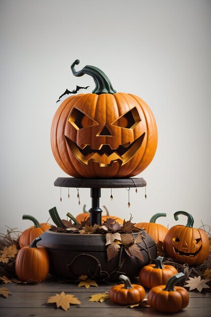 Isoliertes Halloween-Kürbis-Kürbis-Foto auf Hintergrund. Halloween-Kürbis-hochauflösendes 4K-Foto