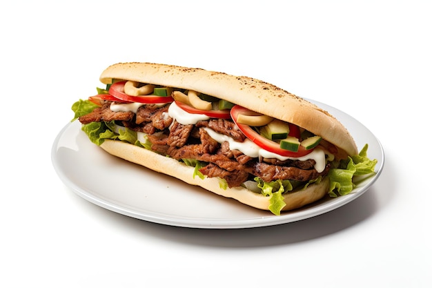 Isoliertes Kebab-Sandwich auf dem Teller