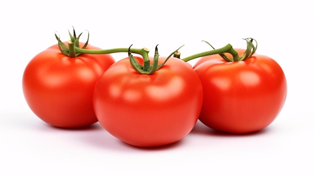 Isoliertes Tomatentrio mit makellos weißem Hintergrund