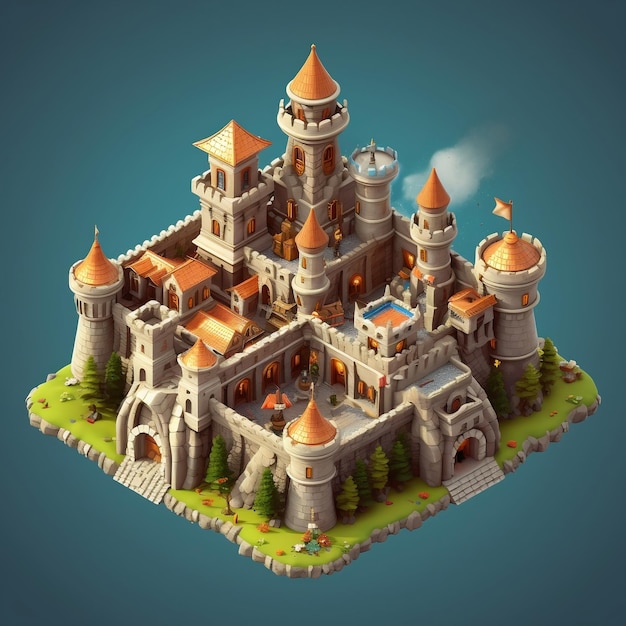 Isometric Game Asset Clash of Clans Castle 3D Generative AI