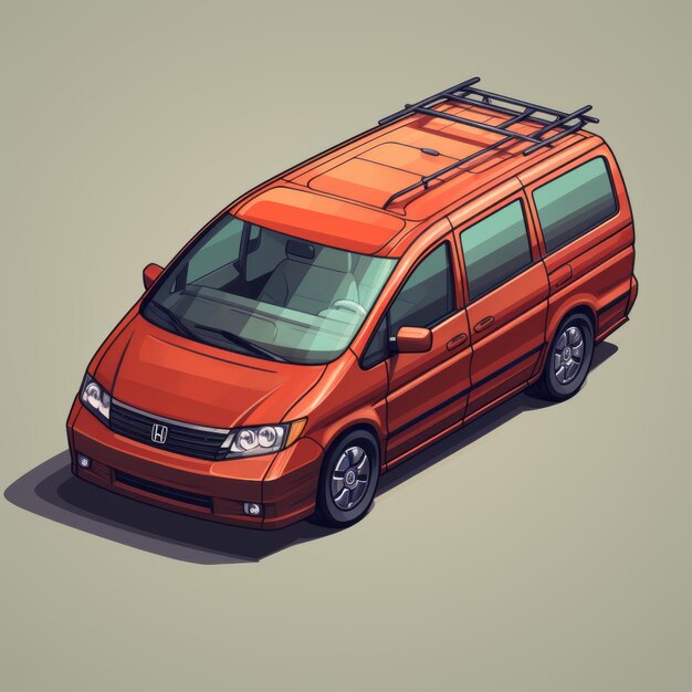 Foto isométrica honda odyssey ilustração terracotta speedpainting com estilo jamie hewlett