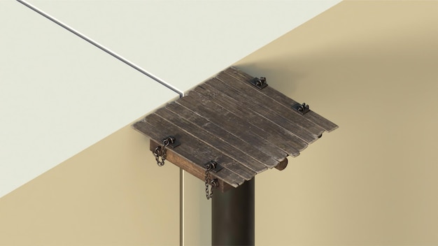 Isometrische Darstellung der Vintage-Holzaufzugsplattform