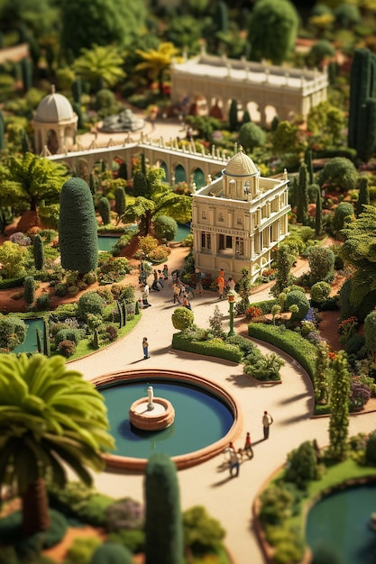 isometrische Miniatur des Jardin de la Concepcin in Malaga