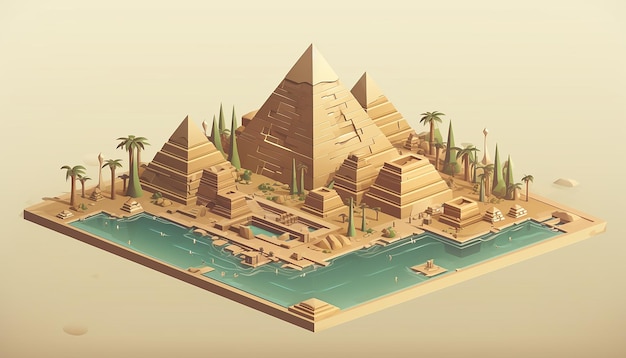 Isometrische Pyramiden von Giza kreative Illustration