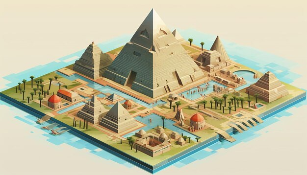 Foto isometrische pyramiden von giza kreative illustration