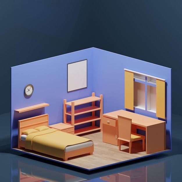 isometrische schlafzimmer 3d render