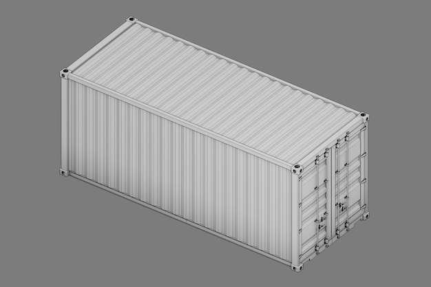 Isometrische weiße Import- und Exportfrachtbox 3D-Rendering