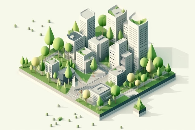 Isometrischer nachhaltiger grüner Stadtstrom durch saubere Energie