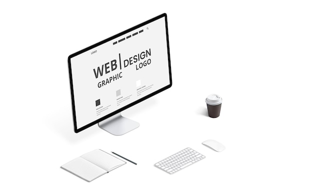 Isometrisches konzept des webdesign-grafikstudio-schreibtisches