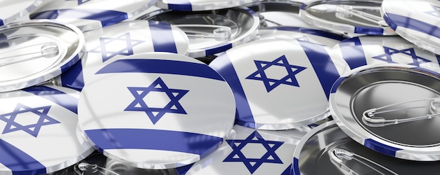 Israel emblemas redondos com bandeira do país conceito de votação de eleição ilustração 3D