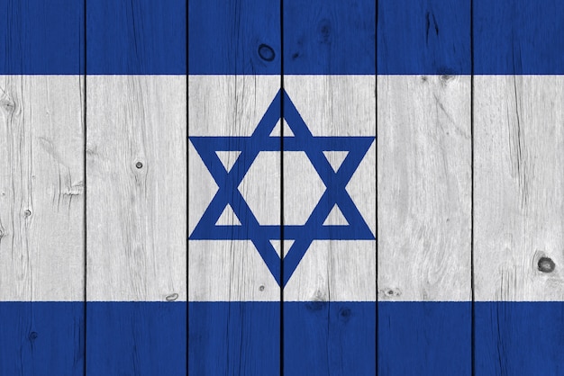 Israel-Flagge gemalt auf alter hölzerner Planke