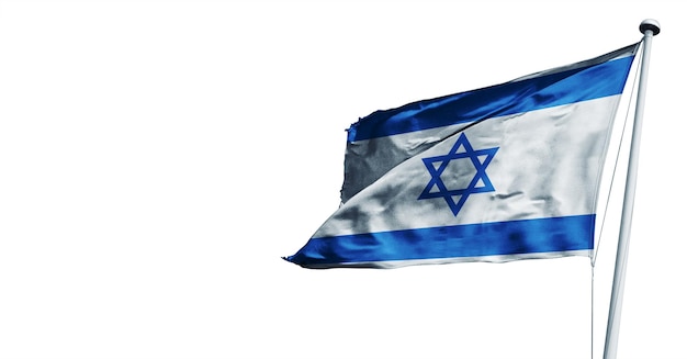 israel schwenkt 3d-renderflagge auf weißem hintergrund. - Bild