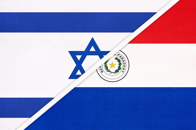 Israel und Paraguay Symbol des Landes Israel gegen paraguayische Nationalflaggen