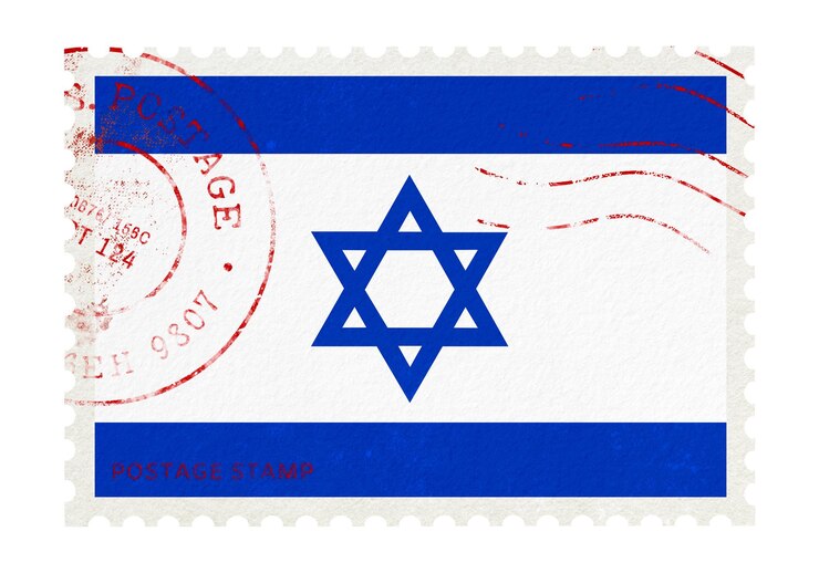 Foto israelische flagge png poststempel aufkleber durchsichtiger hintergrund